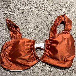 SHEIN Satin Rust Orange Padded Bralette
